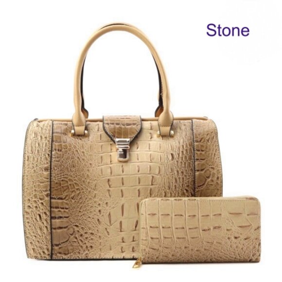 Doctor Bag style handbag with matching wallet. - Picture 1 of 3